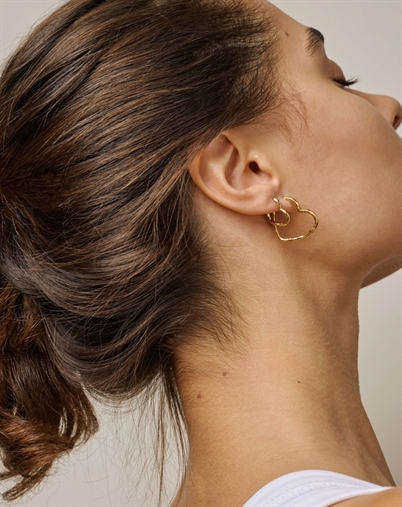 Enamel Copenhagen - Organic Heart Medium Hoops - Guldfarvet